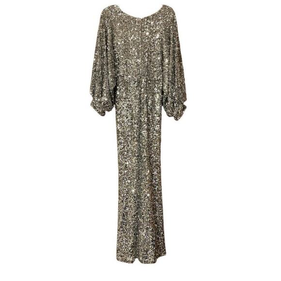 Sachin + Babi Size 8 NEW Womens Sequin Gabby Glitter Long Sleeve V Neck Gown NWT - Picture 8 of 9